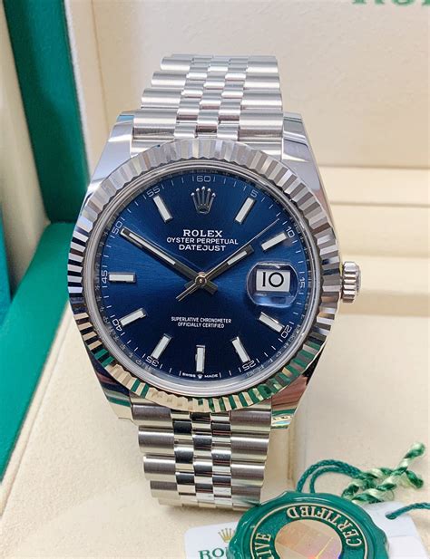 rolex vintage blue dial|Rolex 41mm datejust blue dial.